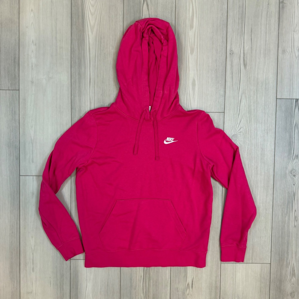 Nike Sportswear Club Fleece Pullover Hoodie Pink White Logo DQ5793-615 Mens M